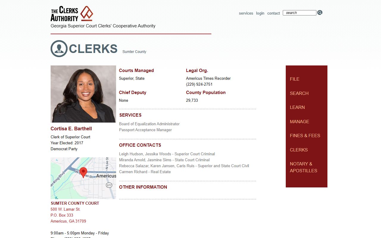 Sumter County Clerk records GSCCCA clerk profile