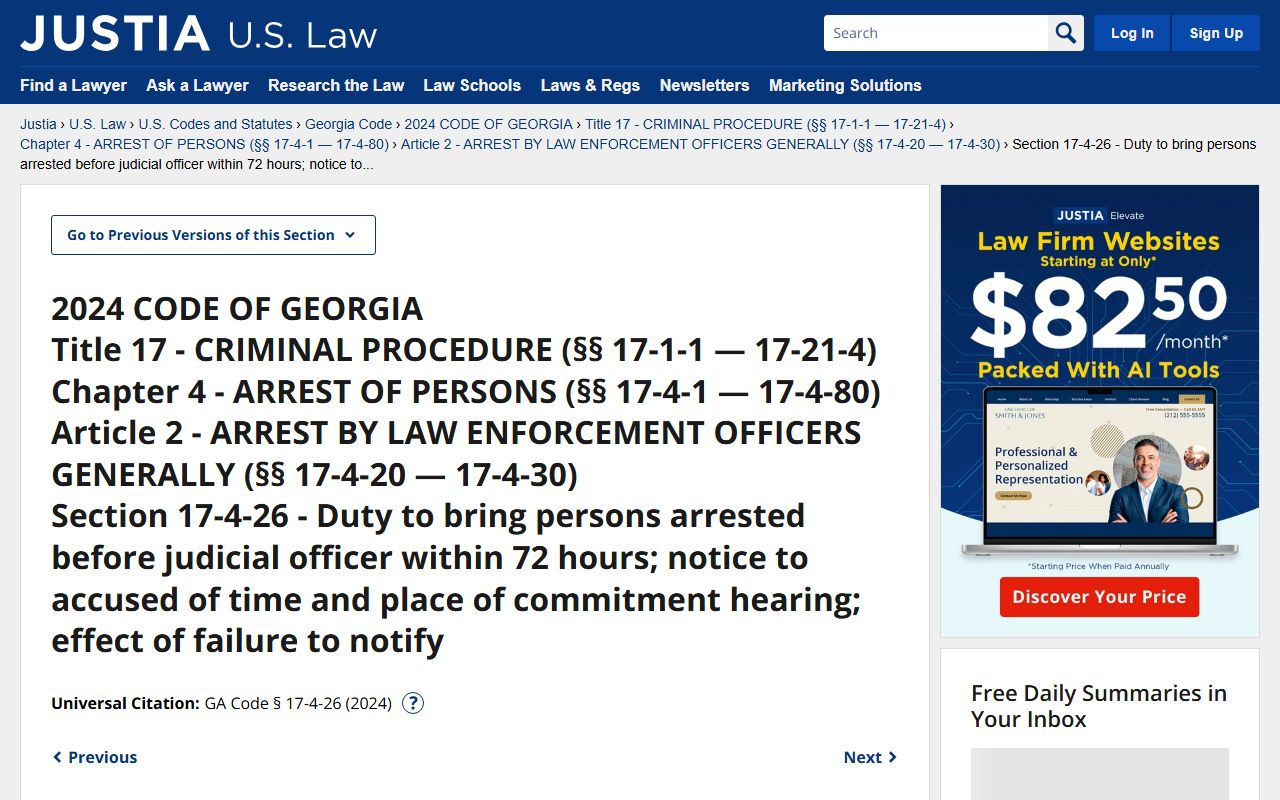Sumter County arrest records 72 hour first appearance statute