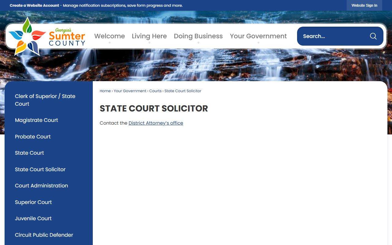 Sumter County criminal court records State Court Solicitor page