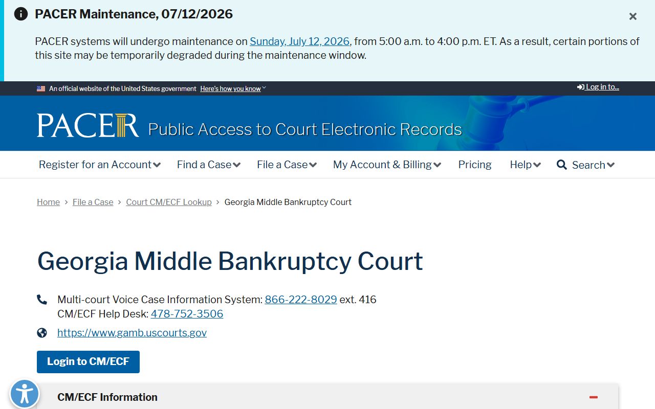 Sumter County Superior Court records bankruptcy CM ECF lookup