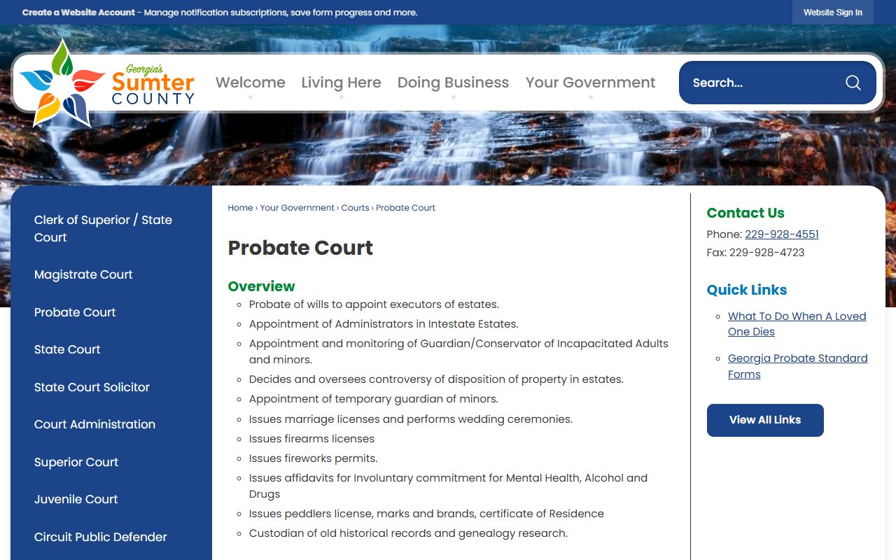 Sumter County probate records Probate Court page